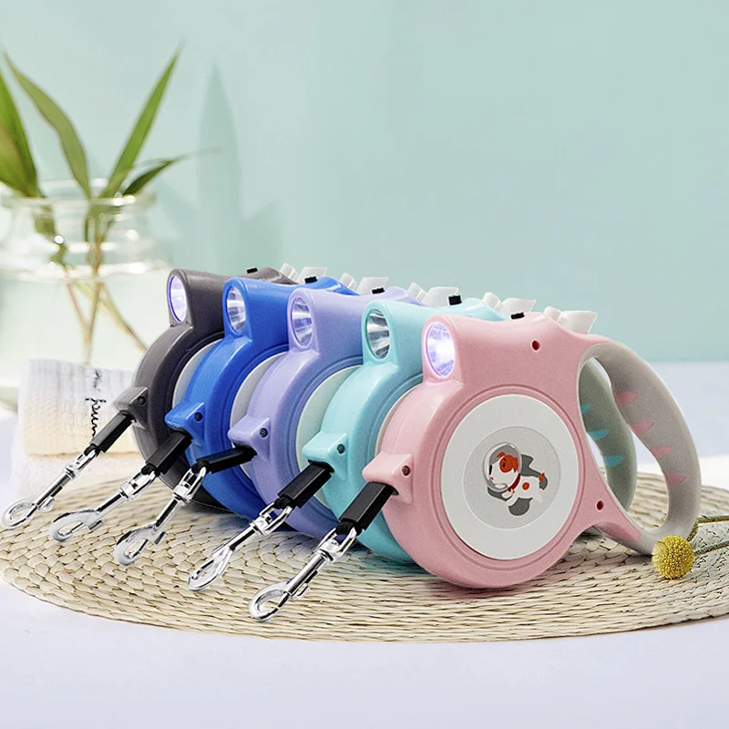 Pet Supplies LED Lights Automatic Pet Traction Rope Durable Retractable 5m Dog Leash