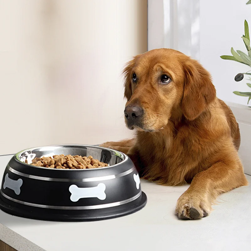 Factory Wholesale Bone design High Quality Stainless Steel Feeder bowl Anti-slip Pet Dog bowl