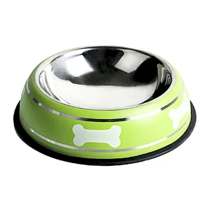 Factory Wholesale Bone design High Quality Stainless Steel Feeder bowl Anti-slip Pet Dog bowl