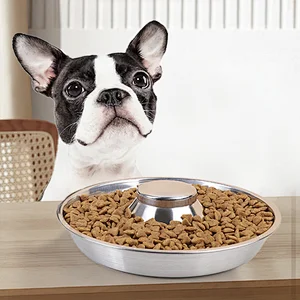 OEM logo customize Slow Eating stainless steel Dog Bowl Pet animal Feeder Bowl Healthy Metal Pet Slow Bowl for Dogs