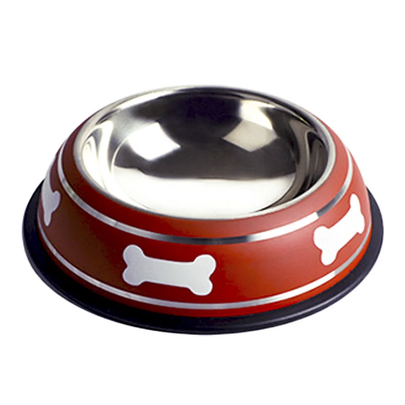 Factory Wholesale Bone design High Quality Stainless Steel Feeder bowl Anti-slip Pet Dog bowl