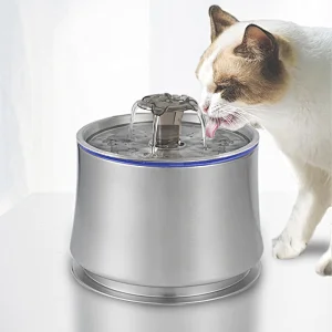 Pet Cat Water Fountain Stainless Steel Automatic Cat Water Dispenser Feeder Bowl LED Light Dog Cat Drinking Feeder
