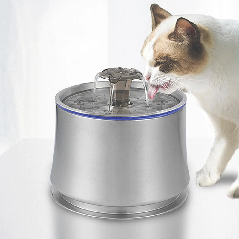 Pet Cat Water Fountain Stainless Steel Automatic Cat Water Dispenser Feeder Bowl LED Light Dog Cat Drinking Feeder