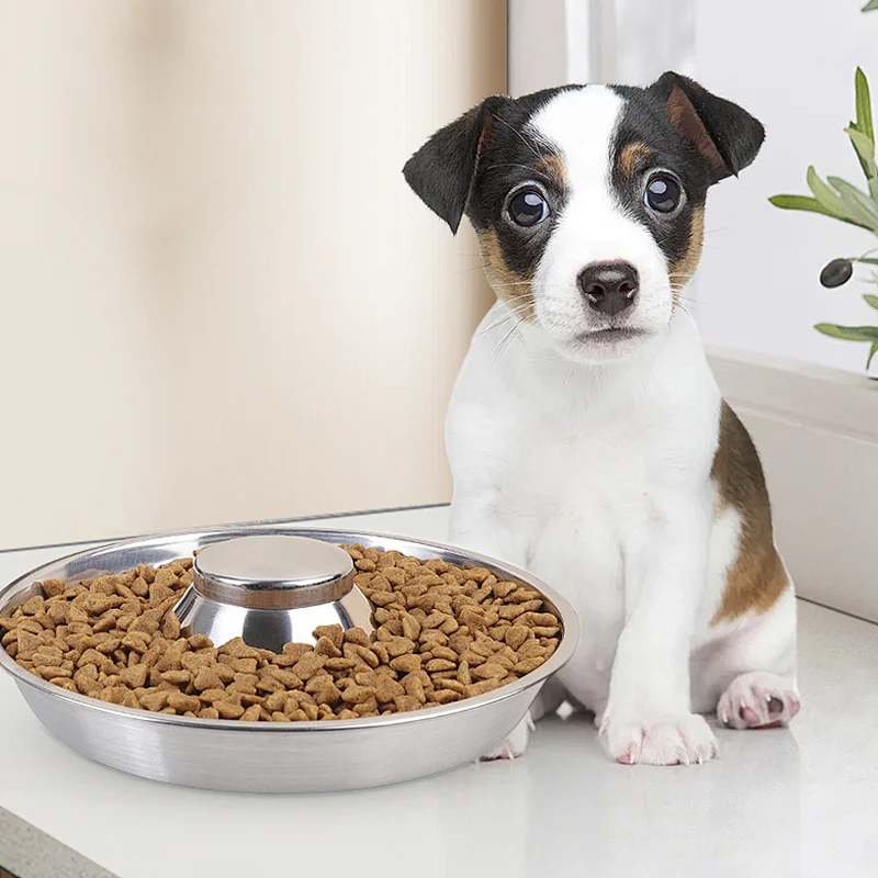 OEM logo customize Slow Eating stainless steel Dog Bowl Pet animal Feeder Bowl Healthy Metal Pet Slow Bowl for Dogs