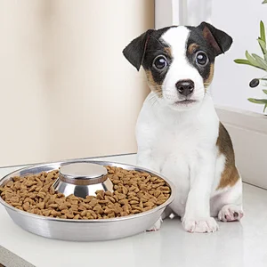 OEM logo customize Slow Eating stainless steel Dog Bowl Pet animal Feeder Bowl Healthy Metal Pet Slow Bowl for Dogs