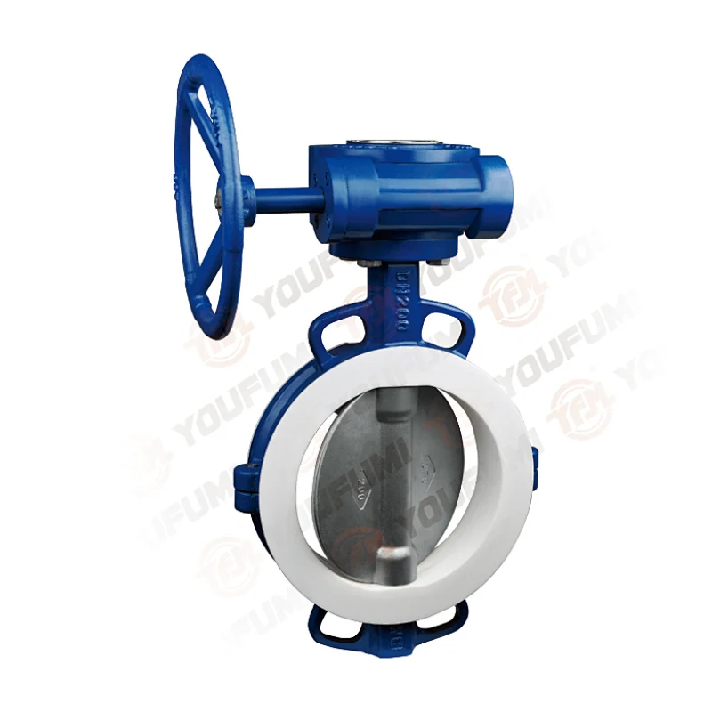 Fluorine-lined wafer butterfly valve