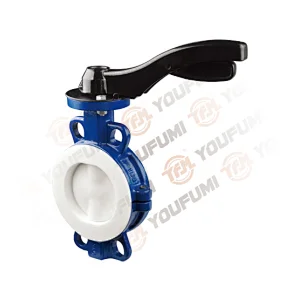Fluorine-lined wafer butterfly valve