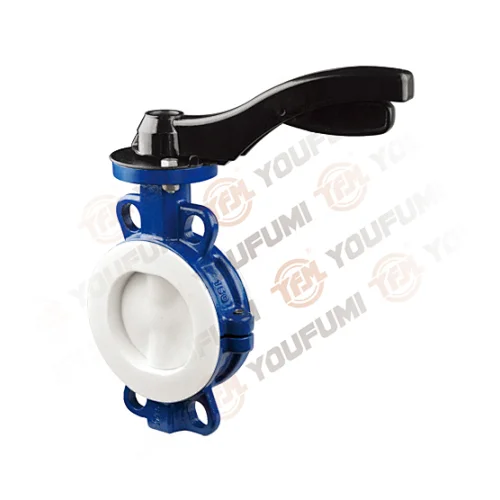 Fluorine-lined wafer butterfly valve