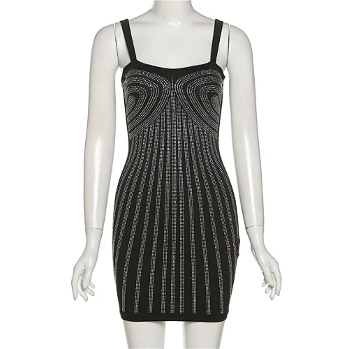 spaghetti strap dress rhinestone dress manufacturer