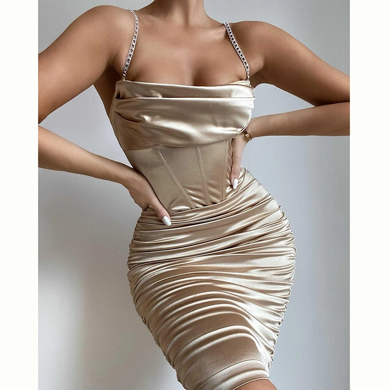 corsets dress rhinestone satin dress manufacturer