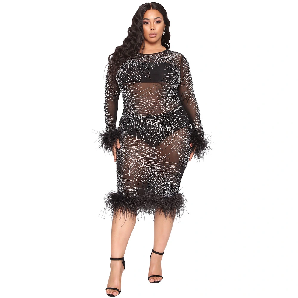 plus size dress rhinestone dress manufacturer