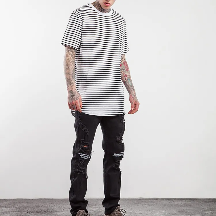 t shirts black and white striped tee manufacturer