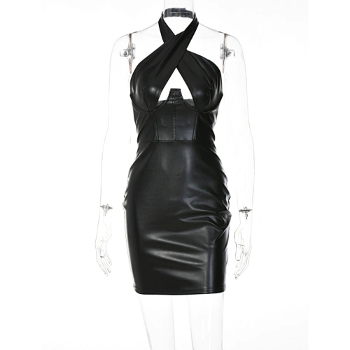 faux leather dress backless mini dress manufacturer
