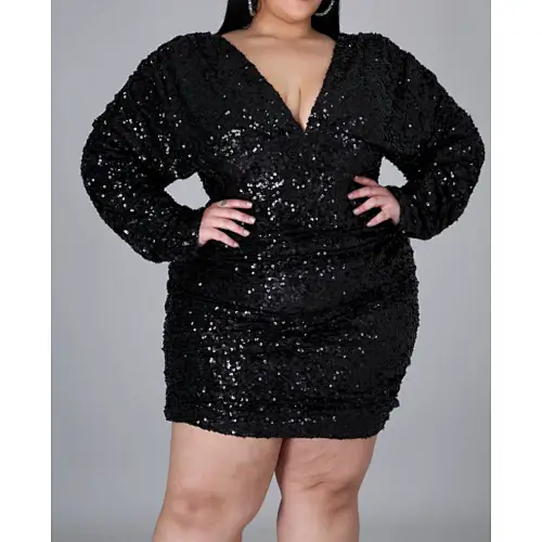 sequins dress ruched plus size dress manufacturer