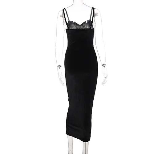 velvet dress hollow out midi dress manufacturer