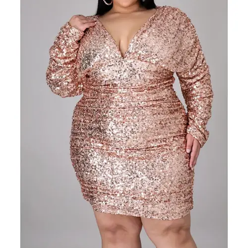 sequins dress ruched plus size dress manufacturer