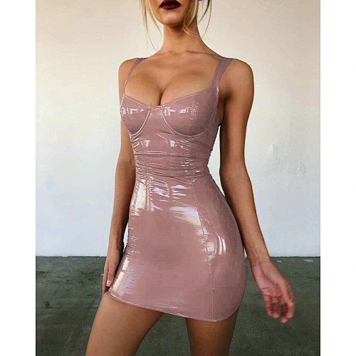 leather bodycon dress elastic mini dress manufacturer