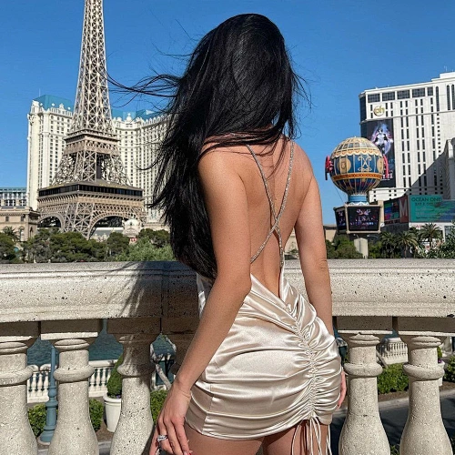 backless mini dress ruched satin dress manufacturer