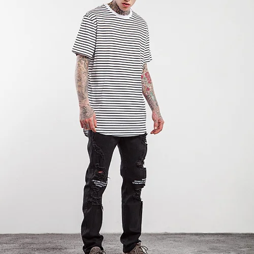 t shirts black and white striped tee manufacturer