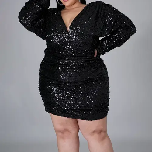 sequins dress ruched plus size dress manufacturer