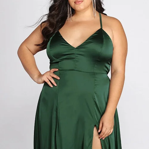 maxi satin dress custom plus size dress manufacturer