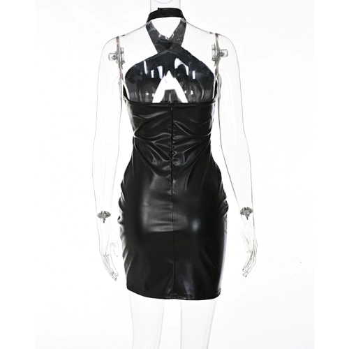 faux leather dress backless mini dress manufacturer