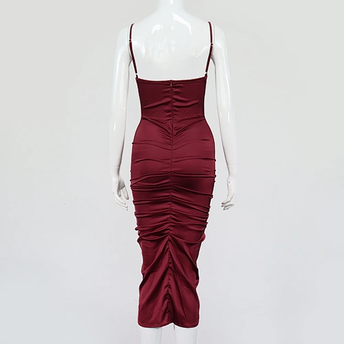 strap satin dress split elegant dress manufacturer