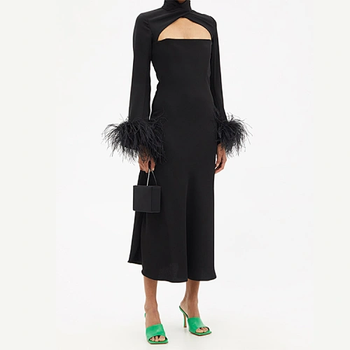 ostrich feathers cuffs dress manufacturer