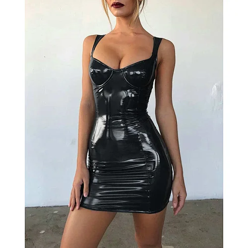 leather bodycon dress elastic mini dress manufacturer