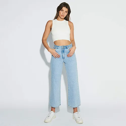 Edge Denim Fashion Custom Street Straight Leg Women High Waist Jeans