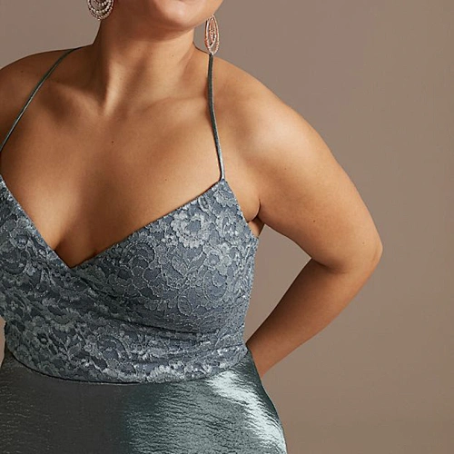 lace plus size dress brushed satin dress manufacturer