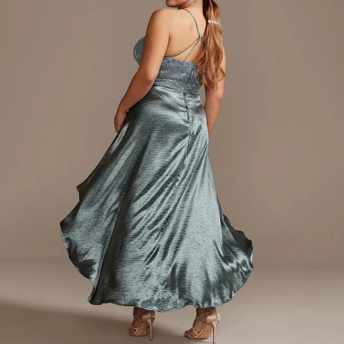 lace plus size dress brushed satin dress manufacturer