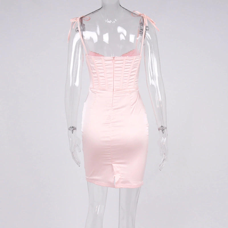 satin lace up dress corsets dress manufacturer