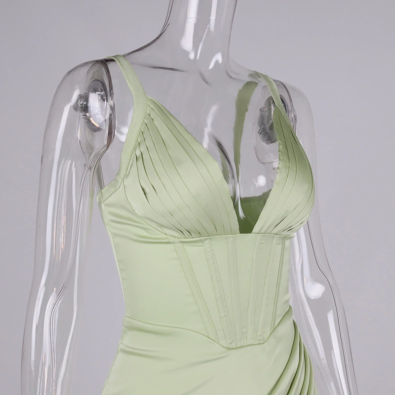 ruffle satin dress sexy midi dress manufacturer