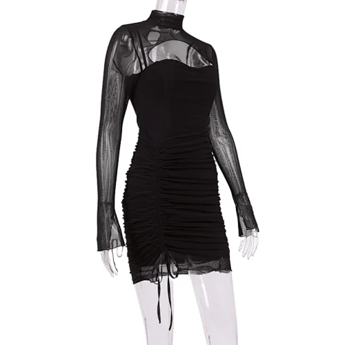 party club dress black hollow out dress manufacturer