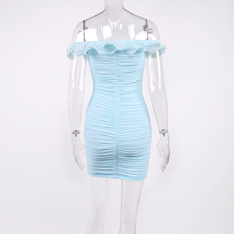 ruffle strapless dress mesh chiffon dress manufacturer