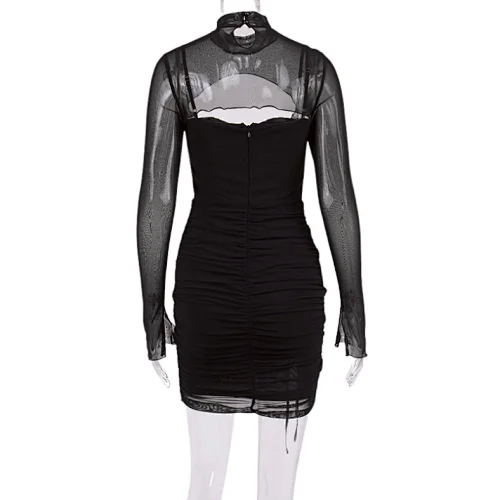 party club dress black hollow out dress manufacturer