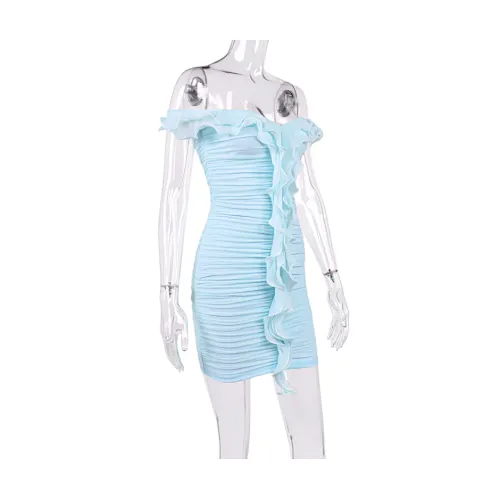ruffle strapless dress mesh chiffon dress manufacturer