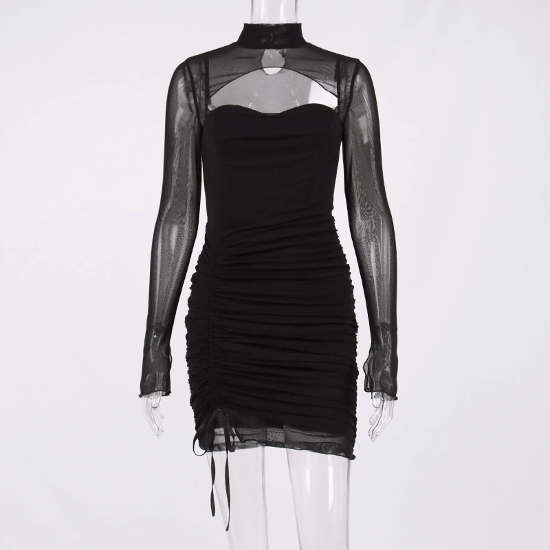 party club dress black hollow out dress manufacturer