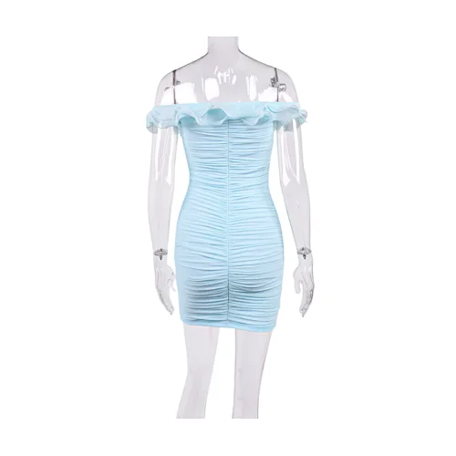 ruffle strapless dress mesh chiffon dress manufacturer
