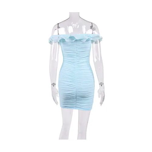 ruffle strapless dress mesh chiffon dress manufacturer