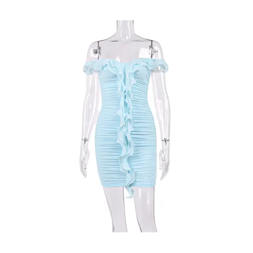 ruffle strapless dress mesh chiffon dress manufacturer