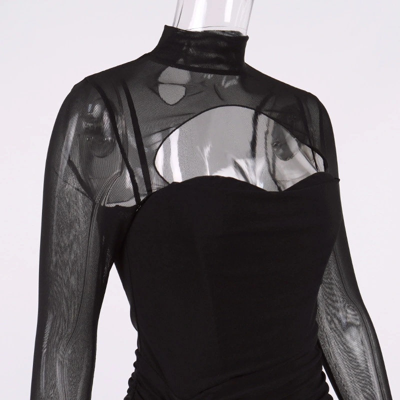 party club dress black hollow out dress manufacturer