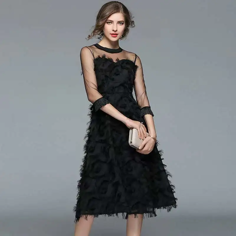 tassel feather dress puffy dress manufacturer