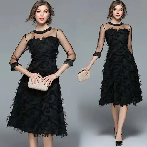 tassel feather dress puffy dress manufacturer