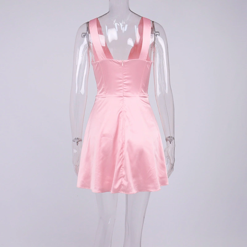 pink mini satin dress manufacturer