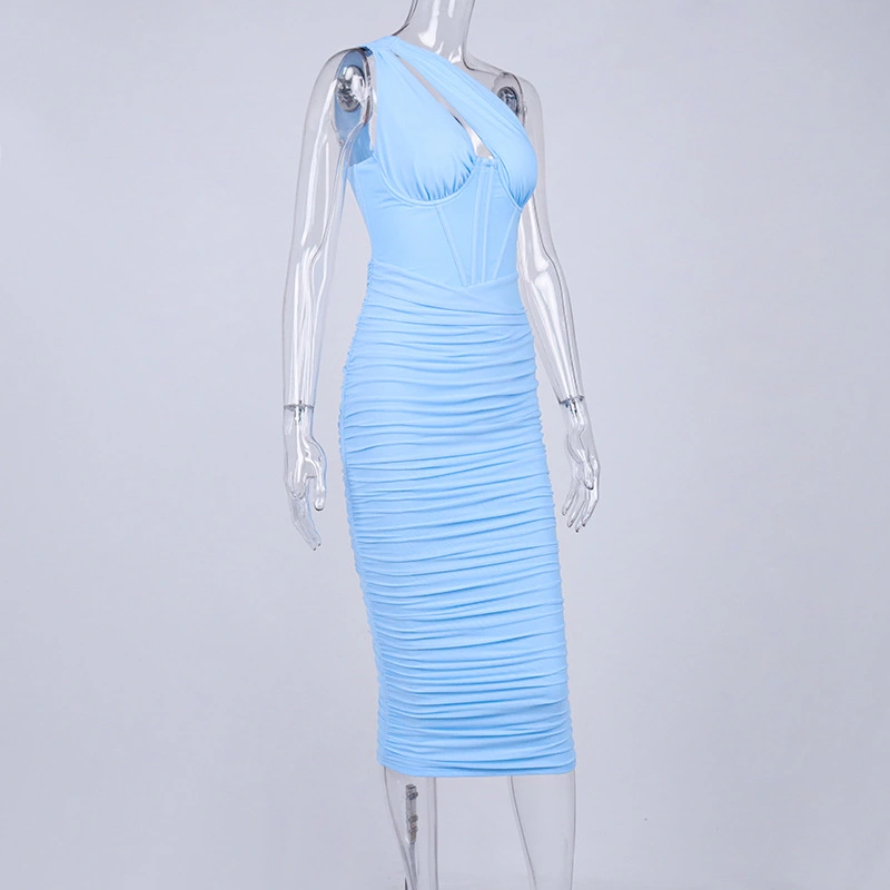 one shoulder dress maxi bodycon dress manufacturer