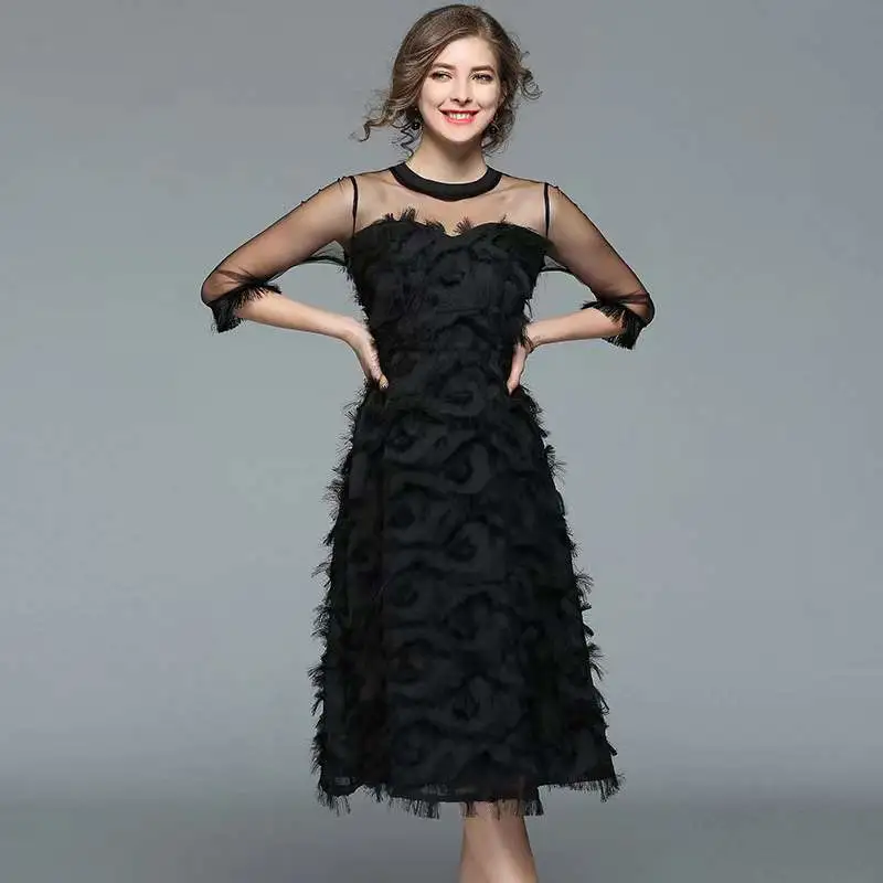 tassel feather dress puffy dress manufacturer