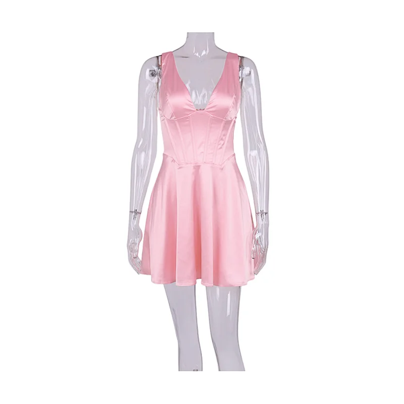pink mini satin dress manufacturer