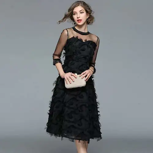 tassel feather dress puffy dress manufacturer